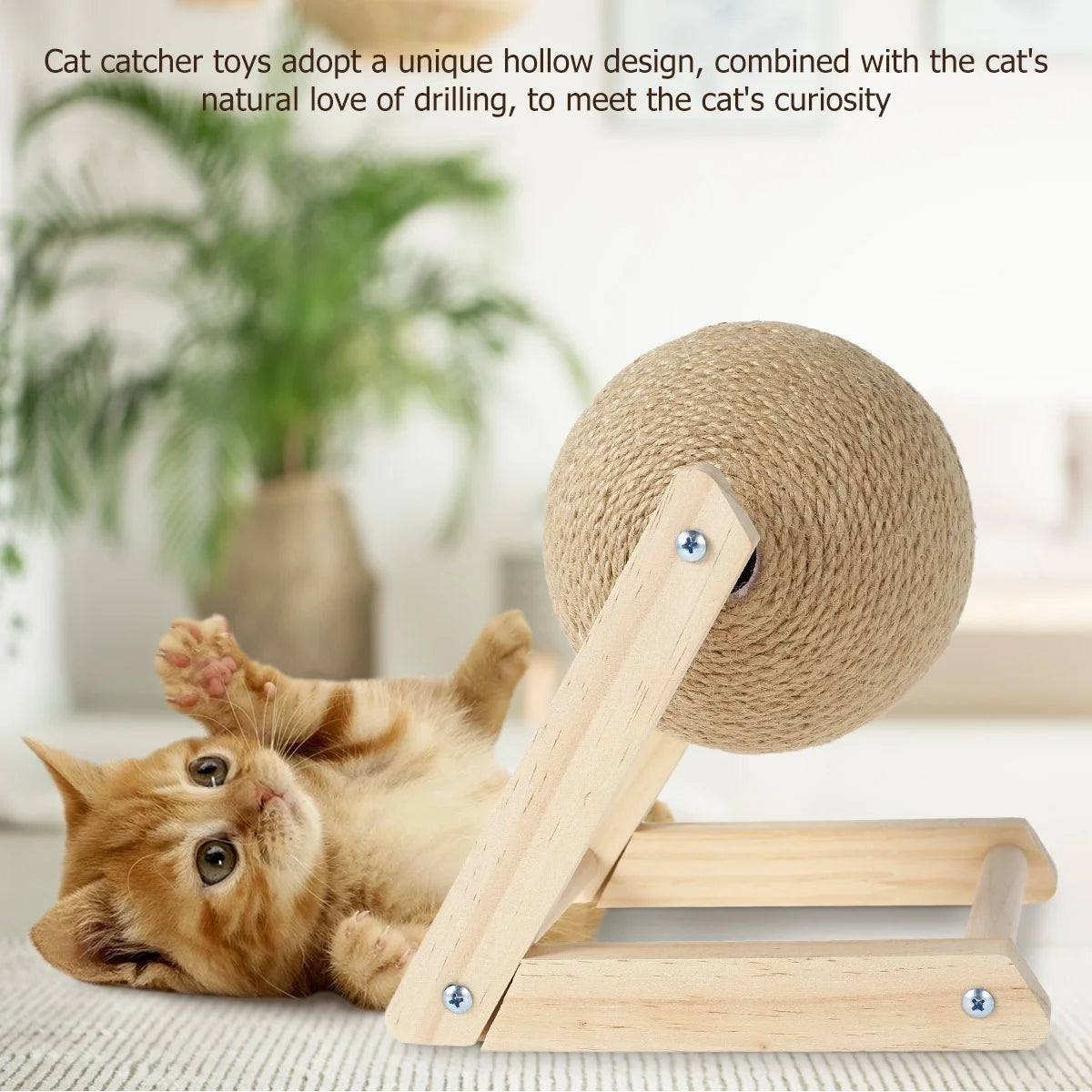 Cat Scratching Ball Natural Sisal Cat Scratcher Toy with Catnip