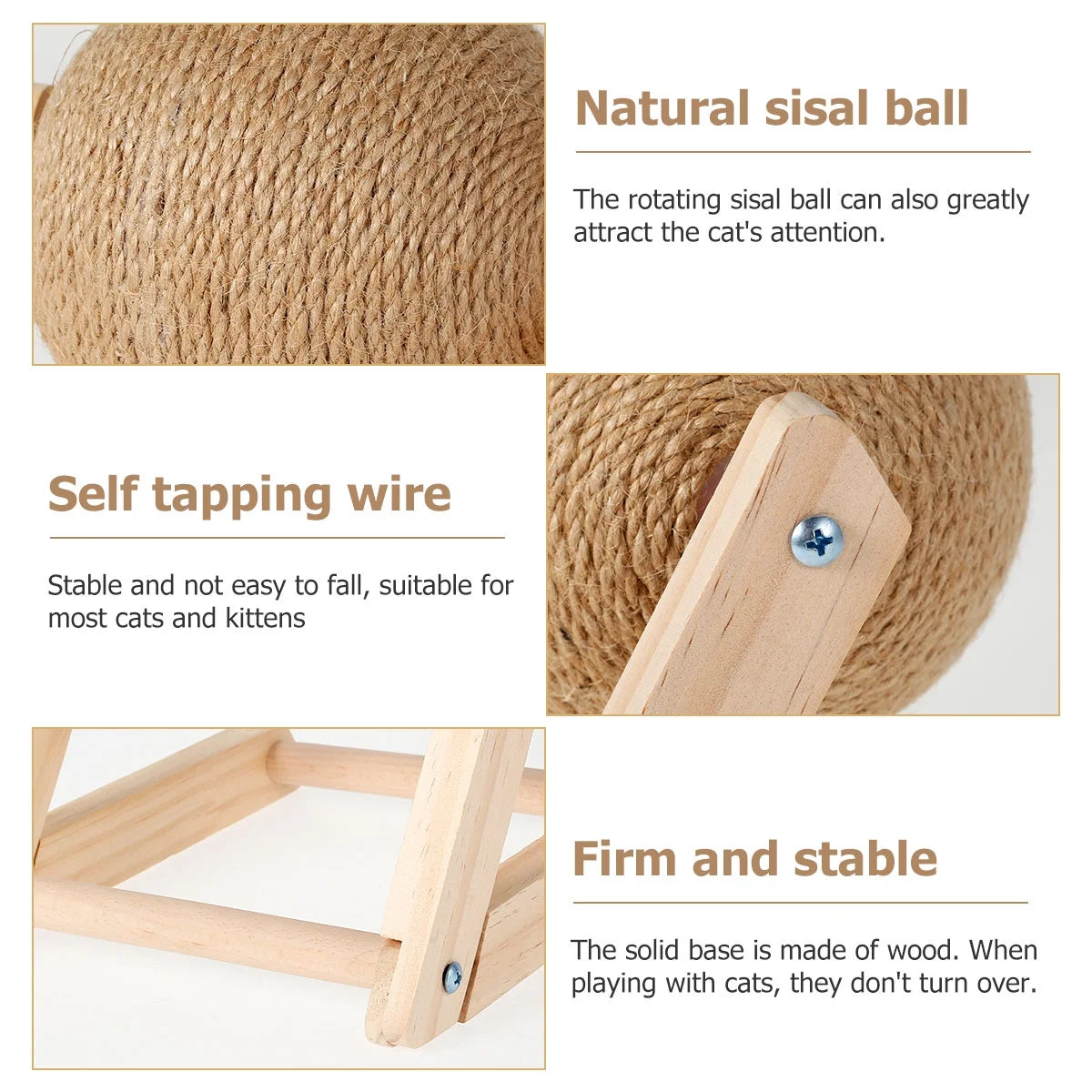 Cat Scratching Ball Natural Sisal Cat Scratcher Toy with Catnip