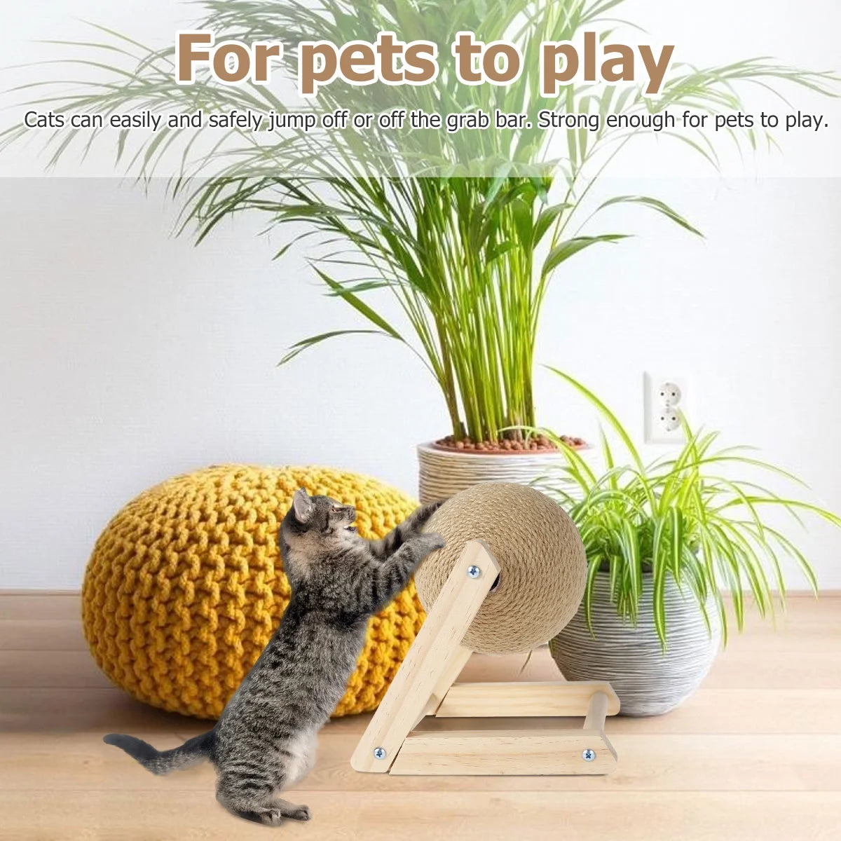 Cat Scratching Ball Natural Sisal Cat Scratcher Toy with Catnip