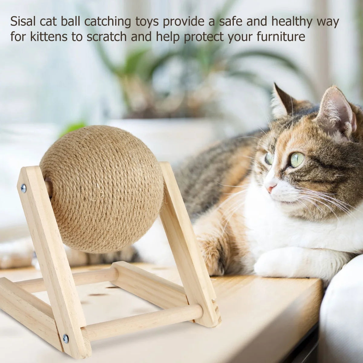 Cat Scratching Ball Natural Sisal Cat Scratcher Toy with Catnip