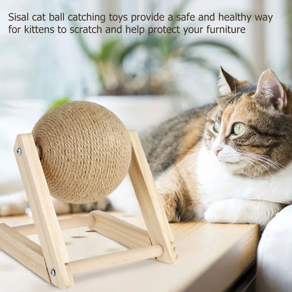 Cat Scratching Ball Natural Sisal Cat Scratcher Toy with Catnip