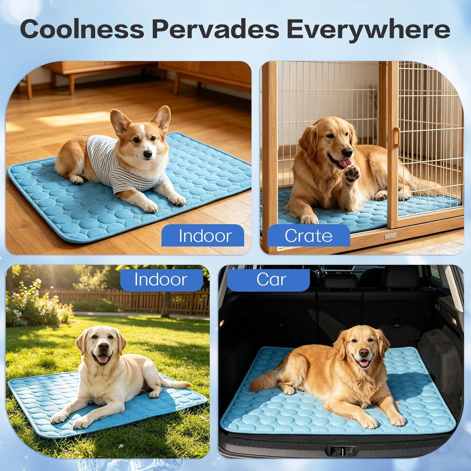 Cooling Mat for Dogs & Cats, Non-Slip Non-Toxic  Cooling Bed