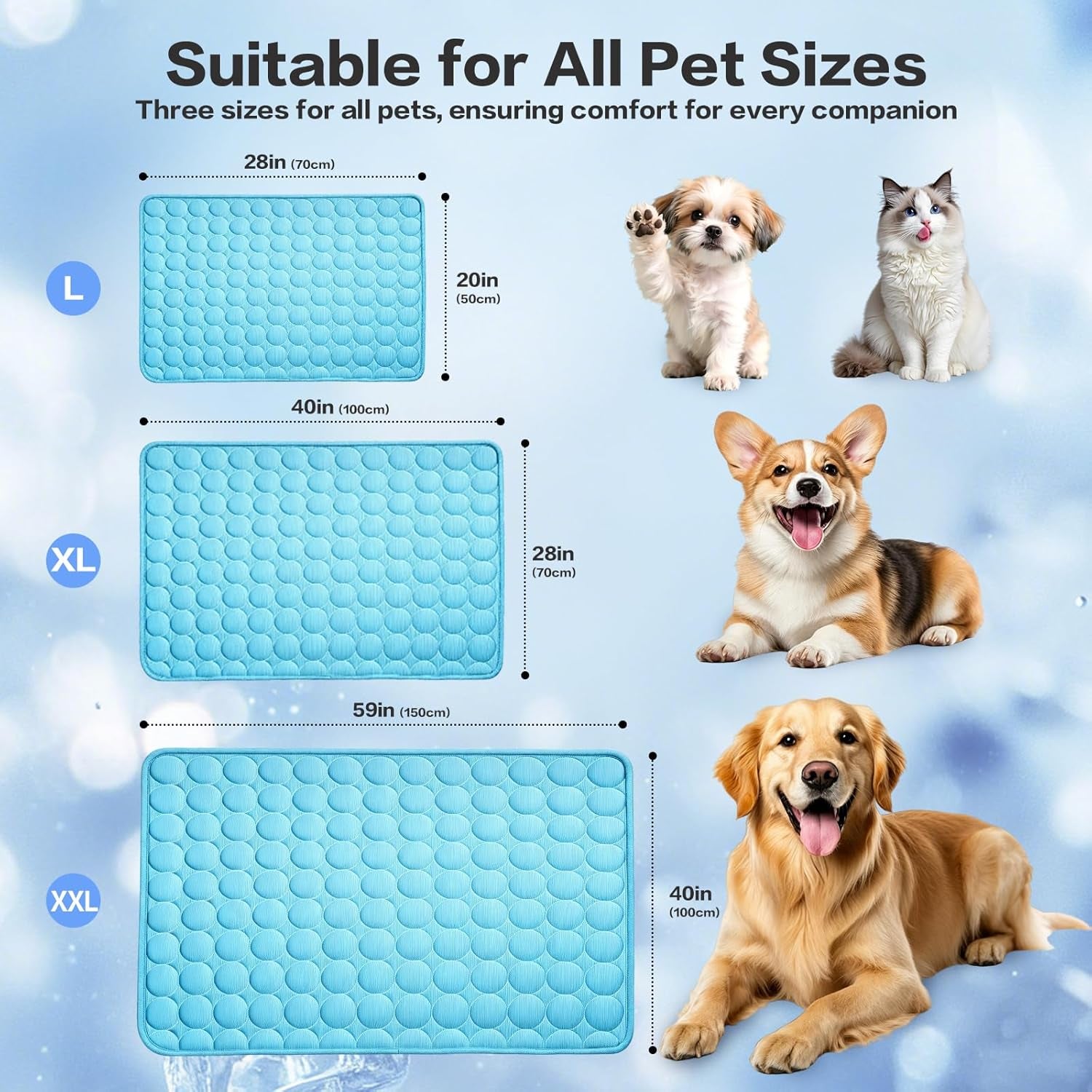 Cooling Mat for Dogs & Cats, Non-Slip Non-Toxic  Cooling Bed